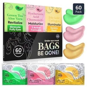Under Eye Mask Variety Pack - Green, Pink, Gold
